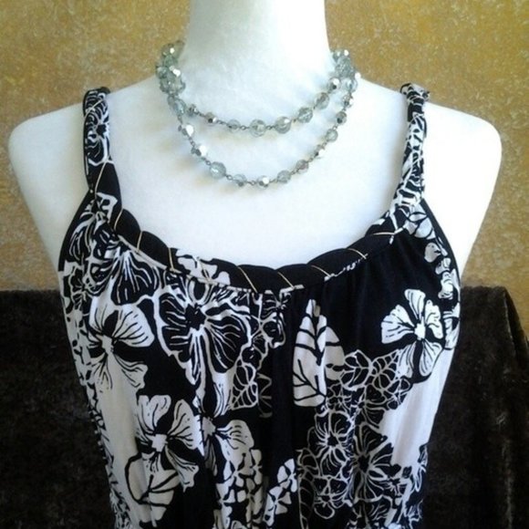 Spaghetti Strap Black and White Summer Dress Midi Sz M NWT - Picture 4 of 5